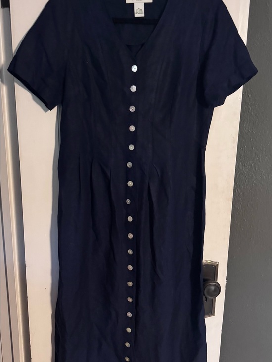 Orvis Dresses & Skirts - Orvis Vintage Linen Button-down Cottage Navy Women’s Dress Size 8